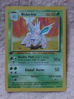 Nidorino 37/102 Base set 1st Edition French Pokemon Card NM - Image 1