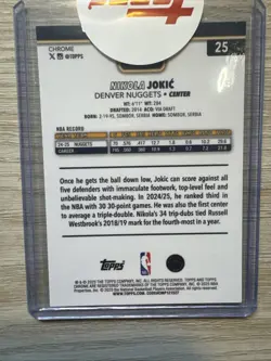 2025-26 Topps Chrome Blue X-Fractor - Nikola Jokic #25 Denver Nuggets SP - Image 2