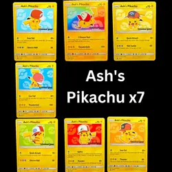 Ash's Pikachu Promos x7 Pokemon cards- SM108/SM109/SM110/SM111/SM112/SM113/SM114 - Image 1