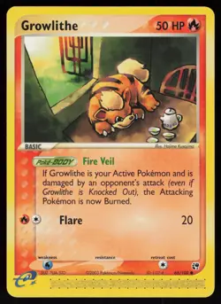 E-Reader Growlithe 65/100 Sandstorm Hajime Kusajima Pokemon TCG Card - Image 1