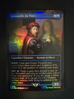 Leonardo da Vinci NM FOIL BORDERLESS Universes Beyond: Assassin's Creed MTG - Image 1