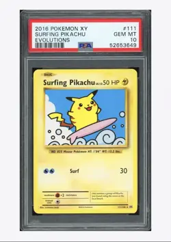 2016 Pokemon XY Evolutions Surfing Pikachu Secret Rare #111 PSA 10 GEM MINT - Image 1