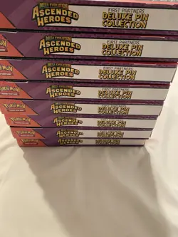 Pokemon Mega Evolution Ascended Heroes Deluxe Pin Collection x8 NEW SEALED - Image 1