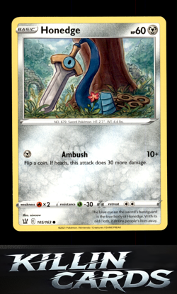 Honedge 105/163 Pokemon Common SWSH05: Battle Styles Card LP - Image 1