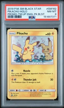Pikachu-Holo Pokemon Sm Black Star Promo SM162 NM PSA 8 - Image 1