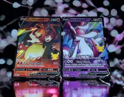 Pokemon TCG LANCE'S CHARIZARD V & DARK SYLVEON V JUMBO Sword & Shield Promo SET - Image 1