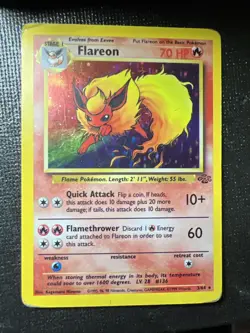 Pokemon TCG Flareon Jungle 3/64 Holo Unlimited Holo Rare Mp - Image 1