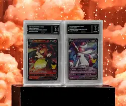 Lance's Charizard V & Dark Sylveon V GMA Mint 9 Graded Pokemon Celebrations Set - Image 1