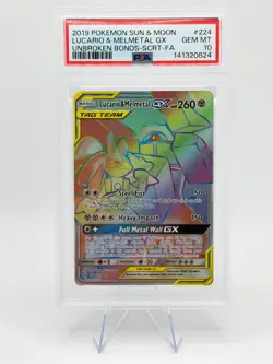 2019 Pokemon S&M Unbroken Bonds Lucario & Melmetal GX #224 | PSA 10 Gem Mint - Image 1