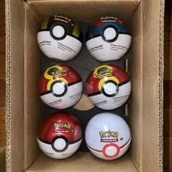 6 Pokemon TCG PokeBall Tin New Factory Sealed 3 Booster Packs - Image 1