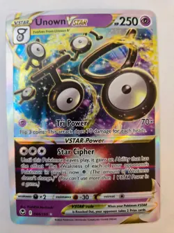 Unown VSTAR 066/195 Holo VSTAR Rare Silver Tempest NM/M Pokemon - Image 1