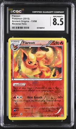 CGC 8.5 NM/MINT+ Flareon 13/98 Ancient Origins Reverse Holo Pokemon Card - Image 1