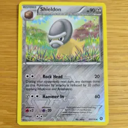 SHIELDON 69/114 POKEMON CARD (XY STEAM SEIGE SET) REVERSE HOLO - Image 2