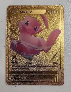 Pokemon Mew V Full Art 180HP Gold Foil Fan Art Card 069/189 - Image 1