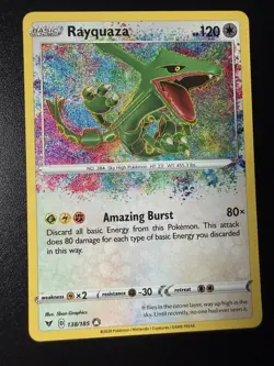 Pokemon TCG Rayquaza Amazing Rare Card 138/185 Vivid NM - Image 1