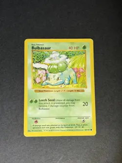 Pokemon TCG Bulbasaur (Shadowless) Base Set 44/102 Regular Common MP - Image 1