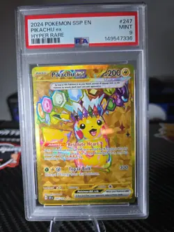 2024 POKEMON SSP EN-SURGING SPARKS HYPER RARE #247 PIKACHU EX PSA 9 - Image 2