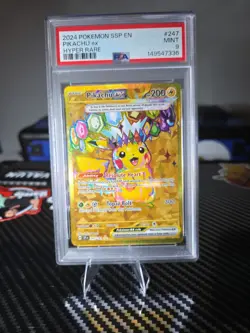 2024 POKEMON SSP EN-SURGING SPARKS HYPER RARE #247 PIKACHU EX PSA 9 - Image 3