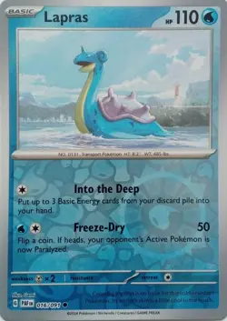 016/091 LAPRAS REVERSE HOLO PALDEAN FATES POKEMON CARD - Image 1