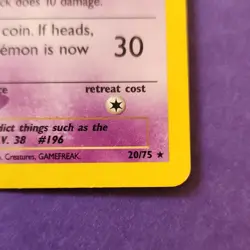 Pokemon Espeon 20/75 Neo Discovery Rare Stage 1 Regular 70 HP Quick Attack - Image 5