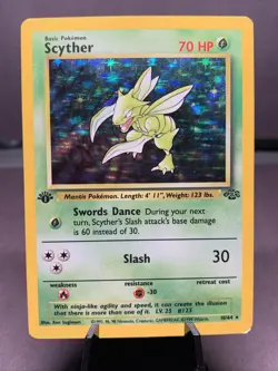 Pokemon TCG 1st Edition Scyther Holo Rare Jungle Set 10/64 VTG WOTC 1999 - Image 1