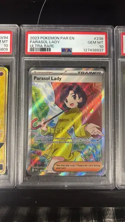 Pokemon TCG Parasol Lady SV04 Paradox Rift Ultra Rare Holo 238/182 PSA 10 - Image 1