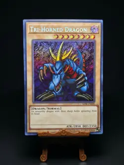 YUGIOH Tri-Horned Dragon LOB-EN000 SECRET RARE NEAR MINT LEGEND OF BLUE-EYES - Image 1