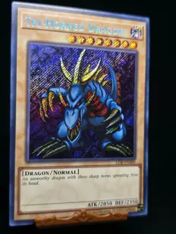 YUGIOH Tri-Horned Dragon LOB-EN000 SECRET RARE NEAR MINT LEGEND OF BLUE-EYES - Image 2