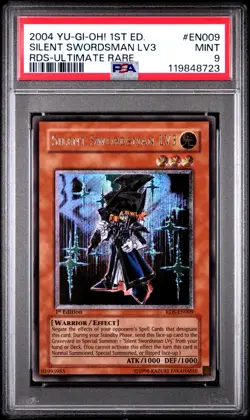 YU-GI-OH! RISE OF DESTINY EN009 SILENT SWORDSMAN LV3 PSA 9 1st Edition - Image 1