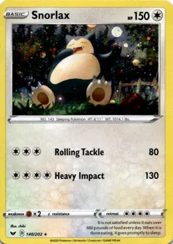 SNORLAX 140/202 R SWORD & SHIELD COSMO HOLO POKEMON MP - Image 1