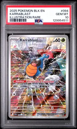 2025 Pokemon Black Bolt 094 Karrablast Illustration Rare PSA 10 - Image 1
