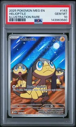 PSA 10 Helioptile 143/132 Pokemon Mega Evolution Illustration Rare 2025 GEM MINT - Image 1