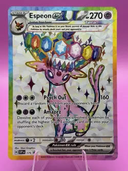 Pokemon TCG Espeon Ex 175 Full Art Prismatic Evolutions Black Star Promo - Image 1