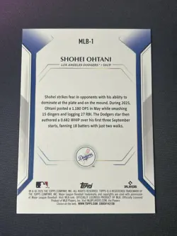 Topps 2026 Series 1 Holofoil Shohei Ohtani MLB-1 Los Angeles Dodgers Card - Image 2