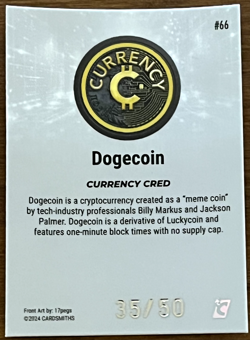 Cardsmiths Currency Card Series 4 #66 Dogecoin Silver Gemstone #35/50 - Image 2