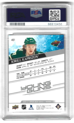 2020-21 Upper Deck Series 2 Young Guns Kirill Kaprizov #451 PSA 10 - Image 2