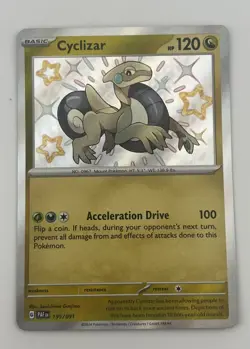 Pokemon TCG Cyclizar Scarlet & Violet Paldean Fates Holo Shiny Rare Card 195/091 - Image 1