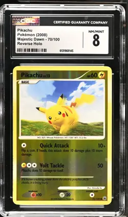 CGC 8 NM/MINT Pikachu 70/100 Reverse Holo Majestic Dawn Pokemon Card - Image 1
