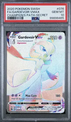 2020 Pokemon SWSH FA/Gardevoir VMAX Champion's Path Secret #076 PSA 10 GEM MT - Image 1