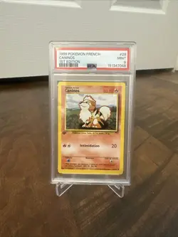 Pokemon 1st Edition Base Set French Growlithe (Caninos) 28/102 PSA 9 MINT - Image 1
