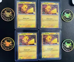 Pikachu 051 /162 Stamped 2026 Pokemon Day 30 Promo Lot Of 4 W/TCG Coins - Image 3