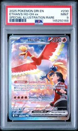 2025 POKEMON DRI EN-DESTINED RIVALS #230 ETHAN'S HO-OH EX PSA 9 - Image 1