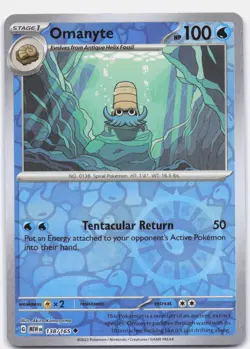 Omanyte 138/165 Uncommon 151 Pokemon Reverse Holo Near Mint - Image 1