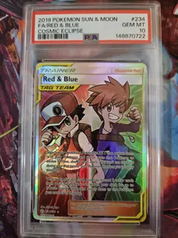 Pokemon Sun & Moon Cosmic Eclipse Full Art Red Blue Tag Team #234 PSA 10 GEM MT - Image 1