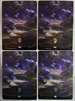 MTG / Swamp (X4) / UNF / #488 / GALAXY FOIL (Borderless) / Basic Land / NM - Image 1