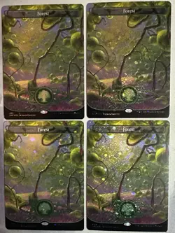 MTG / Forest (X4) / UNF / #490 / GALAXY FOIL (Borderless) / Basic Land / NM - Image 1