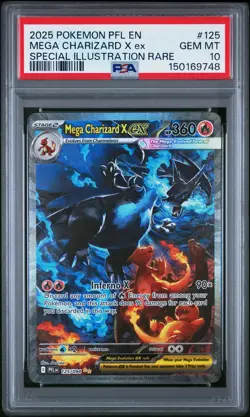 2025 POKEMON PFL SPECIAL ILLUSTRATION RARE #125 MEGA CHARIZARD X EX PSA 10 - Image 1