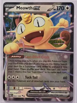 Pokemon TCG Meowth ex 062/088 Double Rare Holo Perfect Order English NM - Image 1