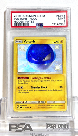 2019 POKEMON SUN & MOON HIDDEN FATES SV13 VOLTORB HOLO RARE BABY SHINY - PSA 9 - Image 1