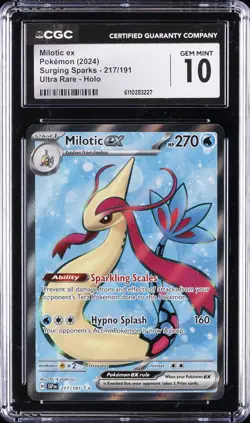 2024 POKEMON SURGING SPARKS - ULTRA RARE - HOLO MILOTIC EX CGC 10 GEM MINT - Image 1